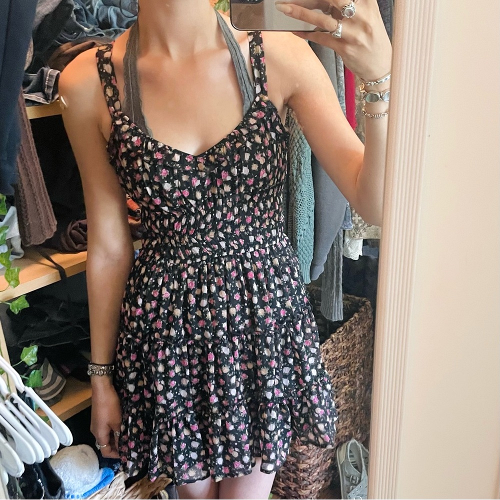 floral babydoll lace mesh coquette mini skater dress
